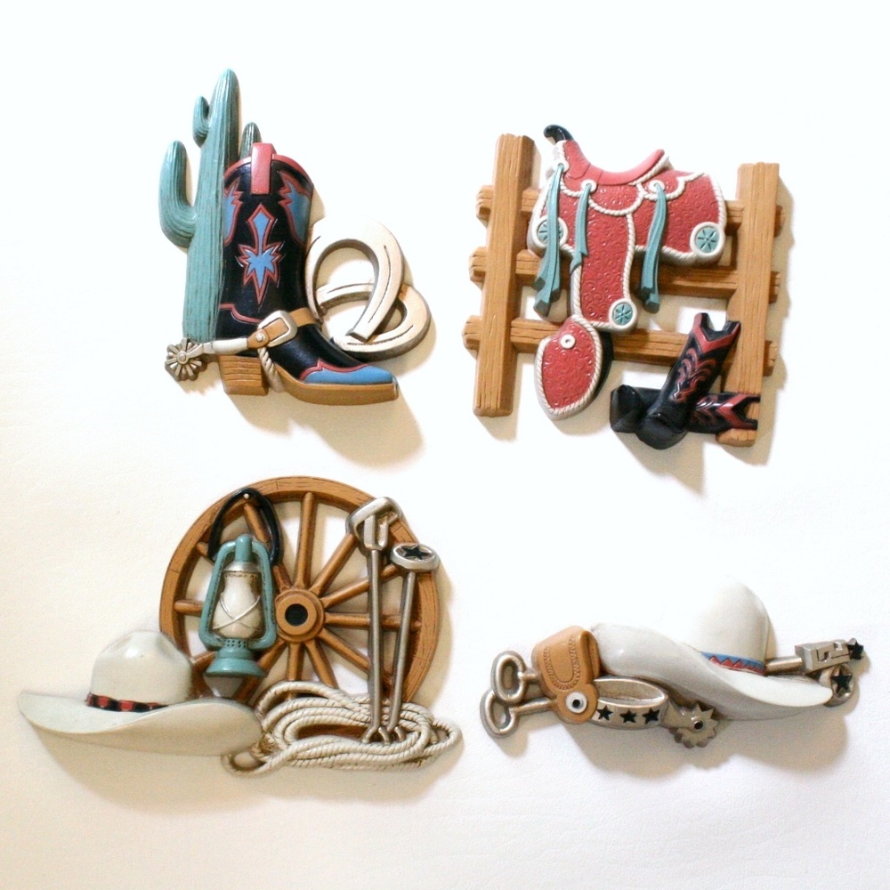 Set of Vintage Western Themed Wall Plaques